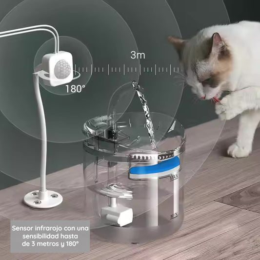 Fuente de agua para mascotas con sensor de movimiento